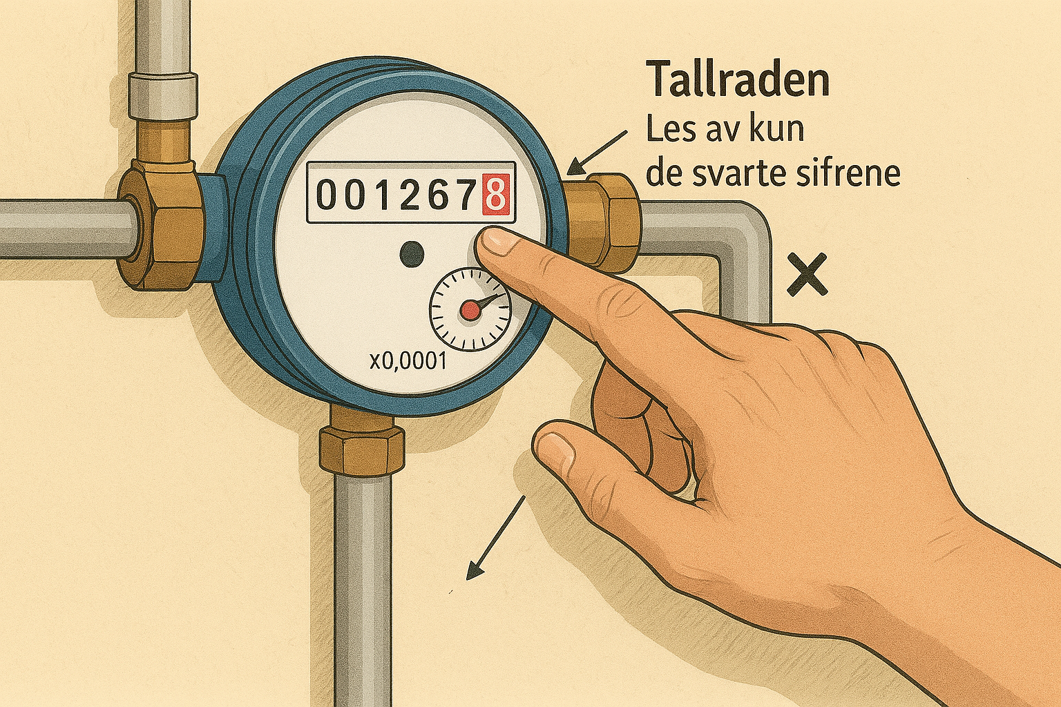 Vannmåler - illustrasjon lagd av KI