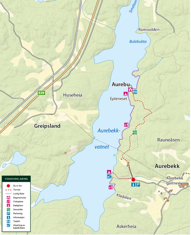 Kart som viser veien inn til Aurebu - Klikk for stort bilde